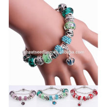 Pulsera de cristal diy vendedora caliente del grano de los encantos de las pulseras de la amistad de los aliexpress